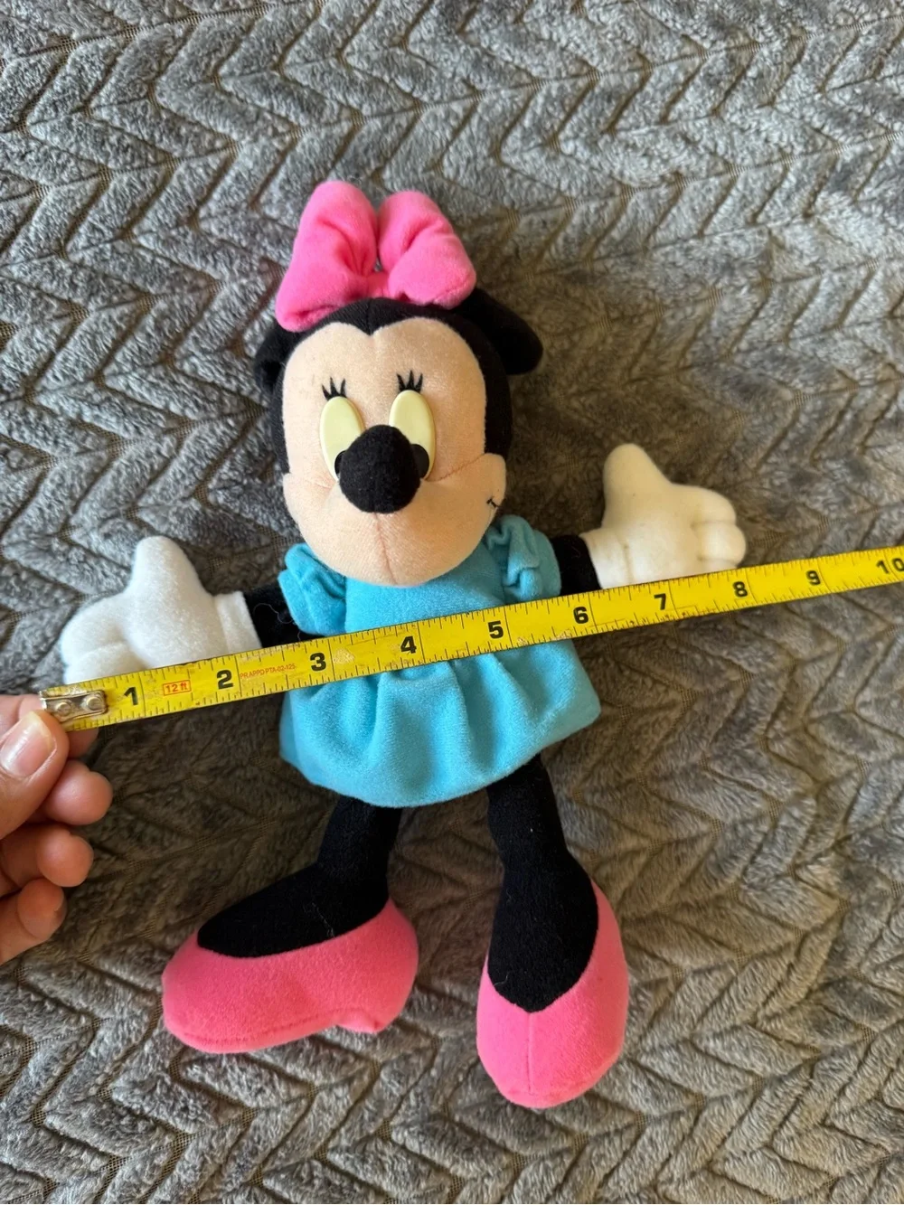 Vintage Minnie Mouse Plush Toy - Pink Bow & Shoes, Blue Dress.